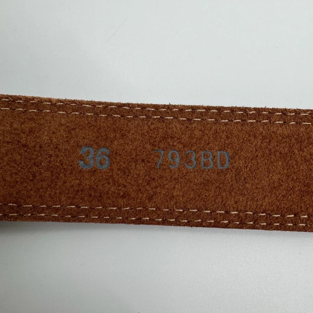 Vtg Justin Belt Mens 36 Brown Leather Silver Tone Buckle Concho Western Cowboy